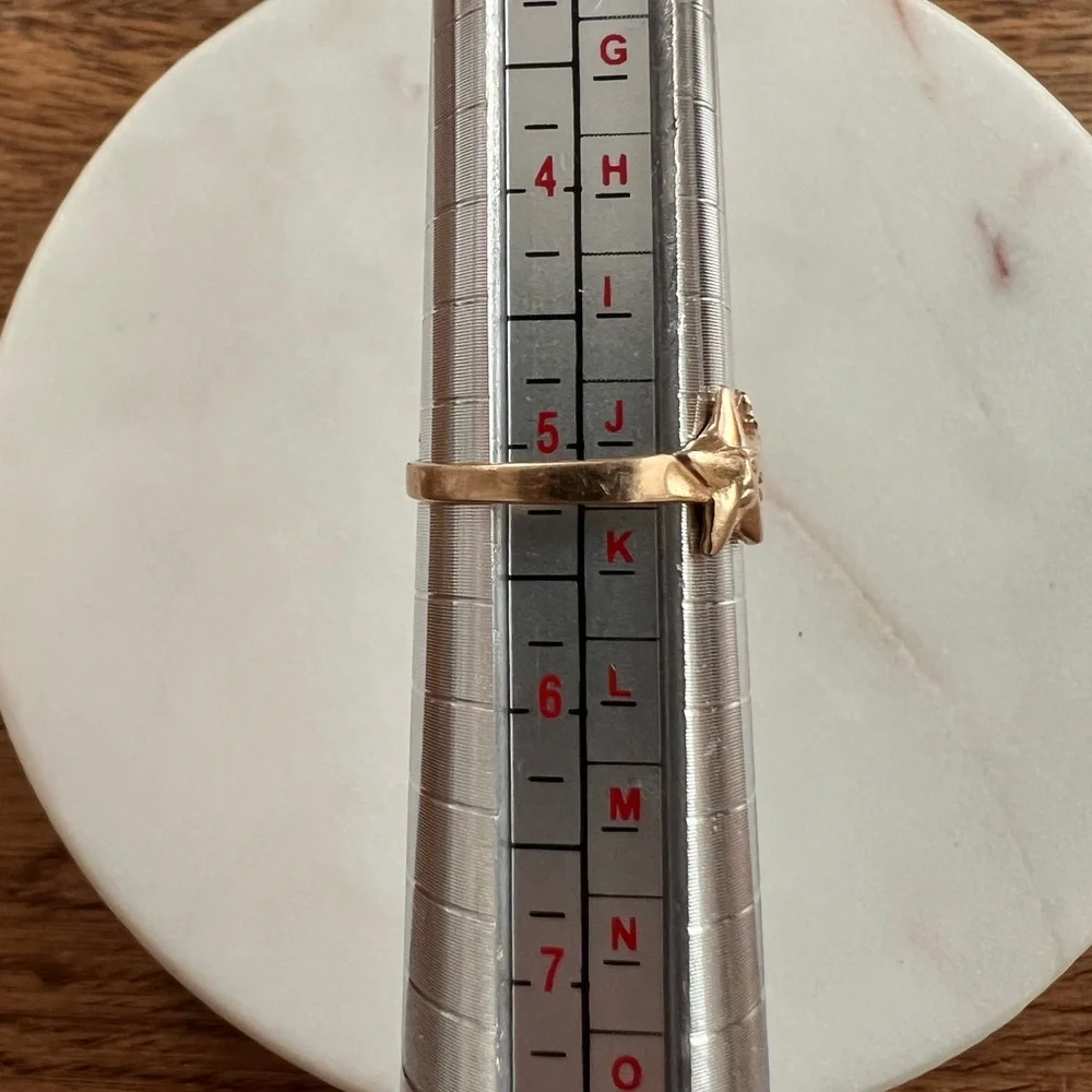 14K Gold Star Sun Moon Ring - Picture 6 of 7